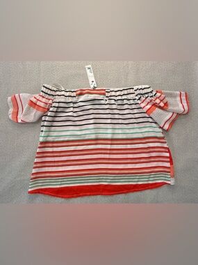 NWT It Girl Off-The-Shoulder Striped Blouse - Small